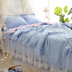 Hàn Quốc công chúa ngủ phong cách váy một gia đình bốn bông chăn bông ren lụa trắng sinh viên giường 1.8m - Bộ đồ giường bốn mảnh mẫu chăn ga gối đệm cưới Bộ đồ giường bốn mảnh