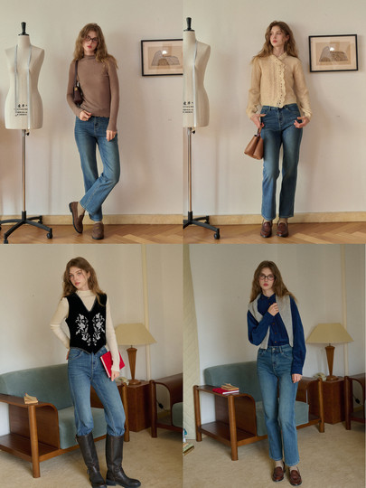 SimpleRetro Moonlight Terrace American Retro Leicht elastische Neun-Punkt-Jeans Damen Small Foot Zigarettenhose Lange Hose