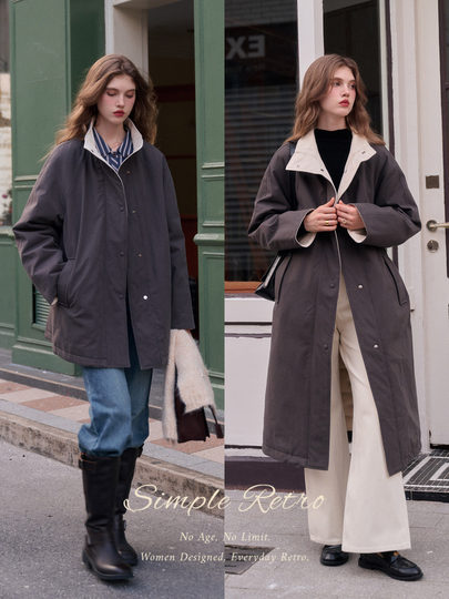 SimpleRetro Winter Love Song 90 Weiße Entendaunen Stehkragen Windjacke Stil Daunenjacke Damen Winter Mittellange Jacke