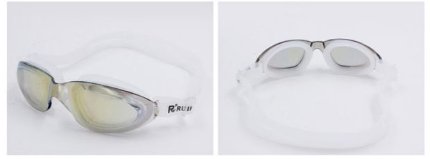 Kính bơi nam và nữ HD không thấm nước và sương mù đầy màu sắc kính bơi phẳng dành cho người lớn gọng kính lớn kính bơi có độ