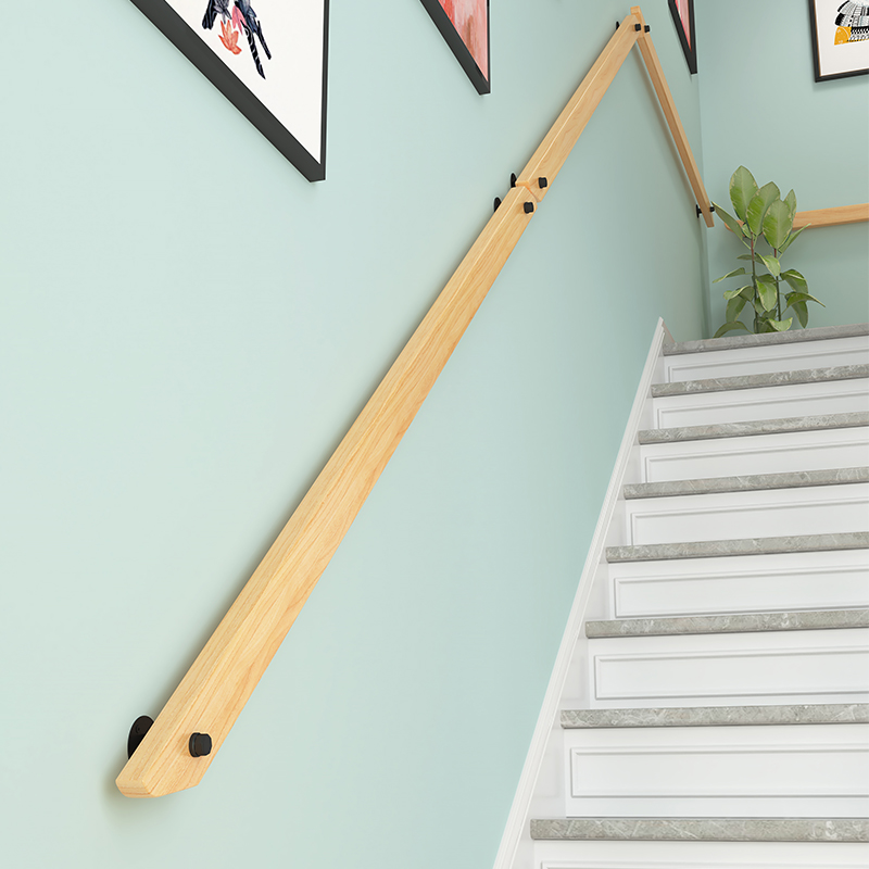 Nordic solid wood staircase handrail simple modern wall corridor attic home for the elderly non-slip kindergarten wooden handrail