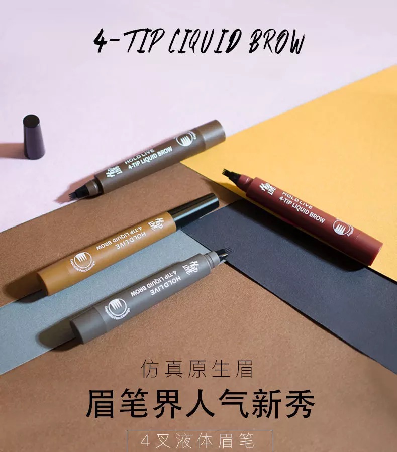Nuốt LIVE4 nĩa bút chì lông mày dạng lỏng bền không thấm nước không trang điểm không nở rộ hình xăm nhựa dẻo nửa bán vĩnh viễn - Bút chì lông mày / Bột / Stick chì đá kẻ mày