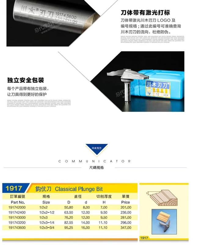 Chuanmu lưỡi dao lưỡi dao lưỡi dao 1/2 dao chế biến gỗ chuyên nghiệp lưỡi dao cắt thẳng 1917 - Dụng cụ cắt