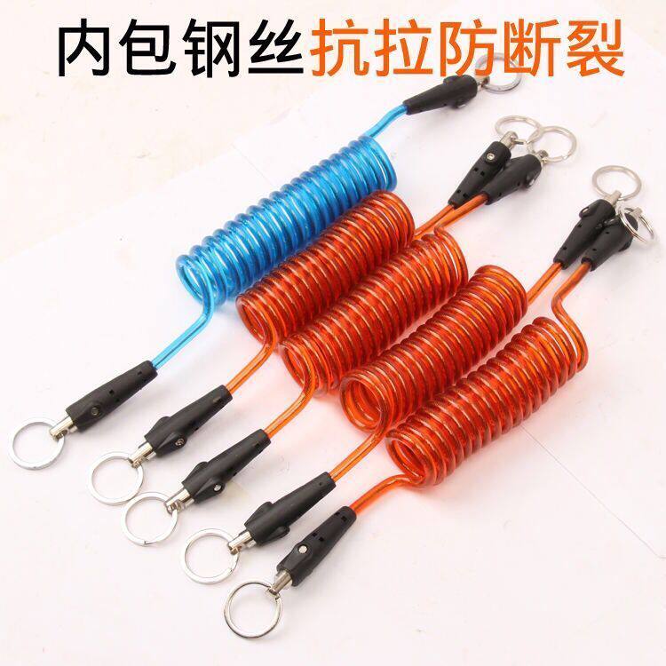 Electric screwdriver safety rope 360 ° rotating electric pulling anti-fall with spiral buckle pure steel wire high altitude anti-fall rope