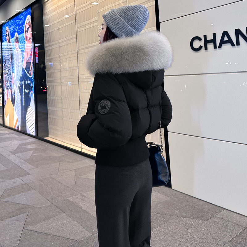 95% White Duck down Warm Knit Detachable Fox Fur Collar 2026 New Hooded Stand Collar Short down Jacket Coat 95% White Duck down Warm Knit Detachable Fox Fur Collar 2026 New Hooded Stand Collar Short down Jacket Coat