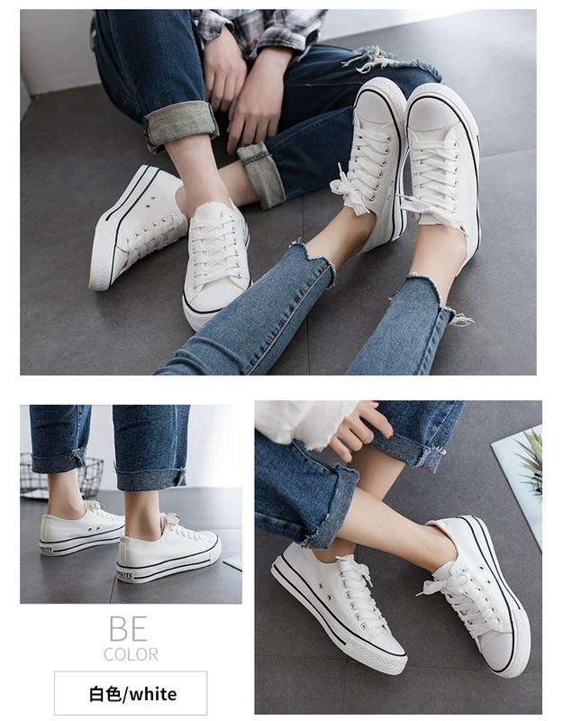 Giày 2019 mùa hè mới hoang dã giày vải trắng nữ phiên bản Hàn Quốc của giày vải đen giày thường giày sinh viên - Plimsolls