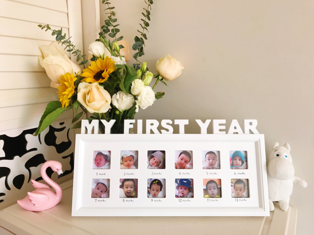 Baby 12 months old set a picture frame for children's creative growth memorial wall picture frame for first birthday products dessert table plastic