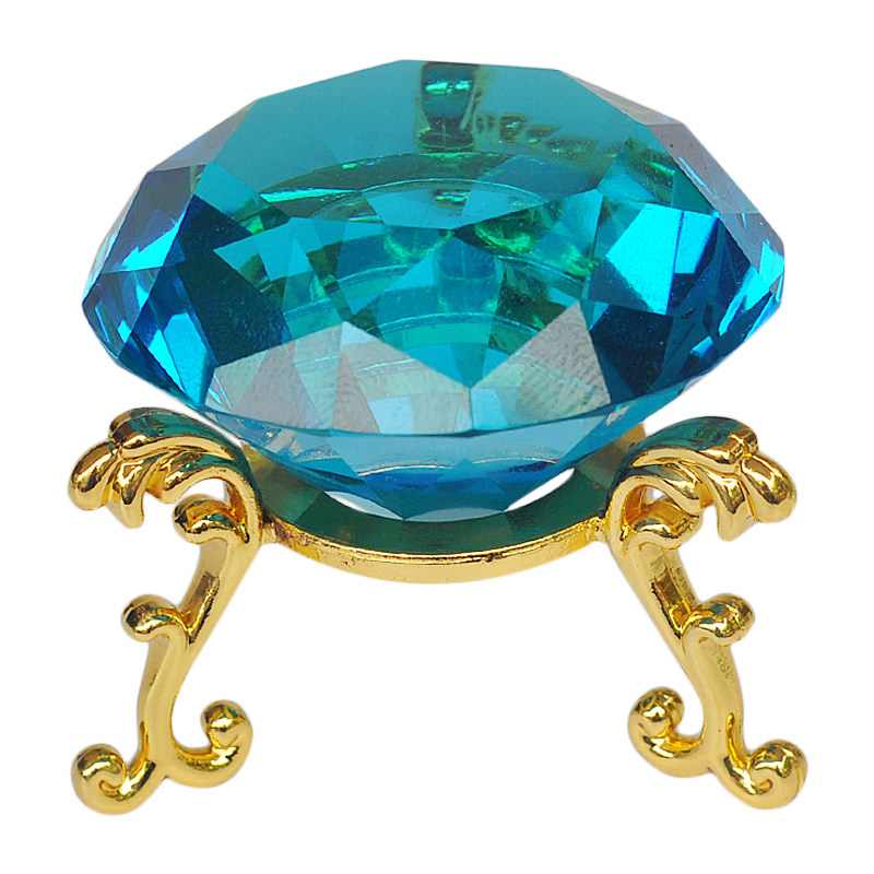 Children's large transparent colored crystal glass plastic diamond with metal base little boy girl princess reward