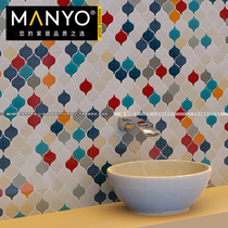 MANYO Color Red Lantern Brick Mosaic Leaf Shaped Bathroom Wash Pan Wall Brick Colorful Shower Room Background Wall