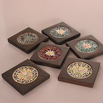 Ebony Wood tea cup mat creative home kung fu tea set heat insulation mat square cup holder pot pot mat tea ceremony spare parts