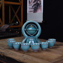 Creative Automatic Kung Fu Tea Set Ceramic Household Set Small Teacup Happy Tea Maker Office Retro Chinese Style