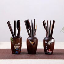 Tea set accessories zero with tea ceremony six gentlemen creative hand-painted Lotus Ebony ebony tea clip tea spoon combination set