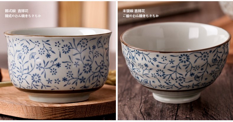 Phong cách Nhật Bản và bát cơm bằng gốm sáng tạo vẽ tay hộ gia đình ăn bát men màu bộ đồ ăn bát nhỏ bát súp Hàn Quốc dĩa trắng