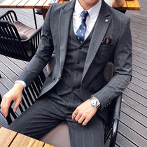 New suit suit suit mens three-piece business dress professional self-cultivation work groom groom best man married Leisure