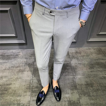 Mens casual pants autumn and winter mens trousers small feet straight non-iron thick business mens pants autumn long pants