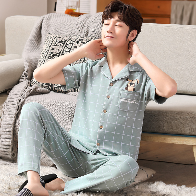 Mùa hè bé trai tuổi teen pajama phim hoạt hình cậu bé lớn mỏng quần ngắn tay bông junior trung học quần áo sinh viên về nhà.