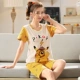 Bộ đồ ngủ pijama trẻ em, quần áo mẹ và nữ, quần áo trẻ em mùa hè cotton tinh khiết ngắn tay 12 bé gái, 15 tuổi, trung niên, đồ mặc nhà mỏng - Giống cái