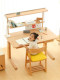 Faroro Large Square Children's Study Table, Primary School Student Writing Desk, Home Adjustable Desk and Chair Set, All Made of Beech Wood