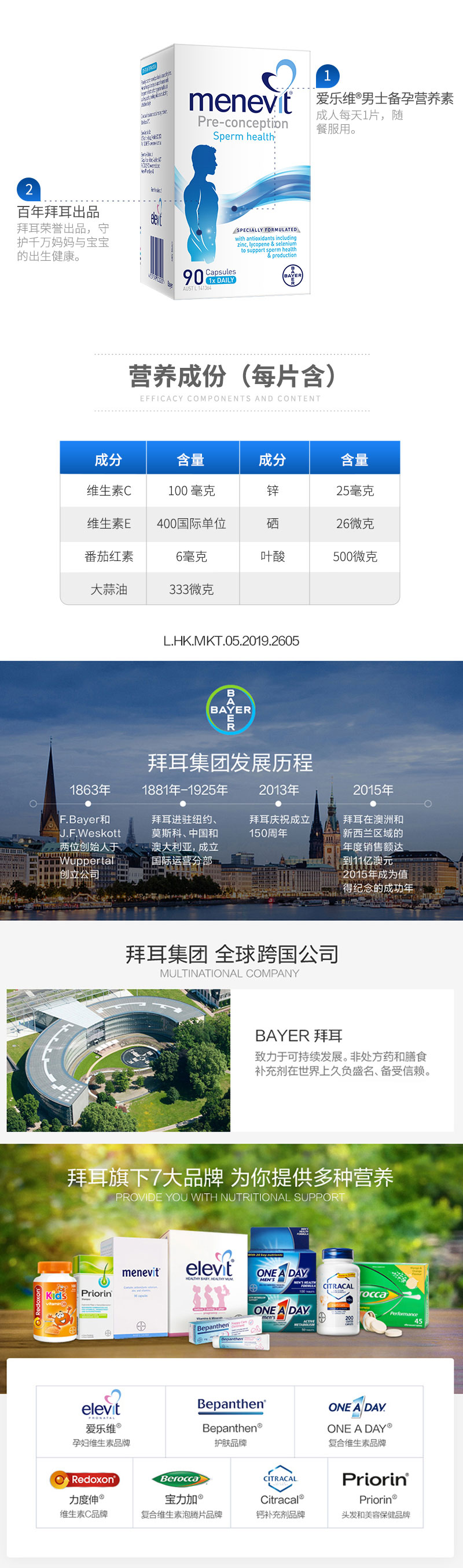 Menevit爱乐维男士复合维生素备孕叶酸