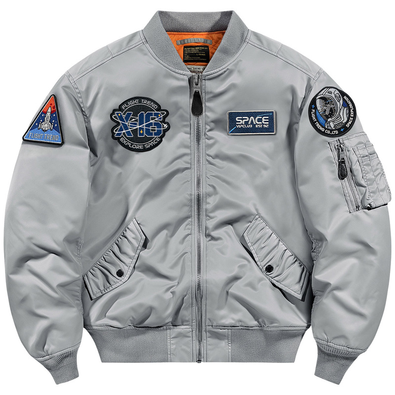 Vip Winter Ma1 Pilot Jacket for Men, Thickened Cotton Coat, Astronaut Spacesuit Embroidered Baseball Jacket, Trendy Brand