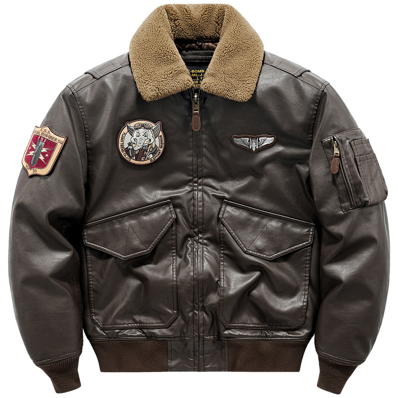 Vip Winter Motorcycle Leather Jacket Cotton Coat Men's American Retro Lapel Bomber Jacket Thickened Cotton-Padded Jacket with Fur Collar