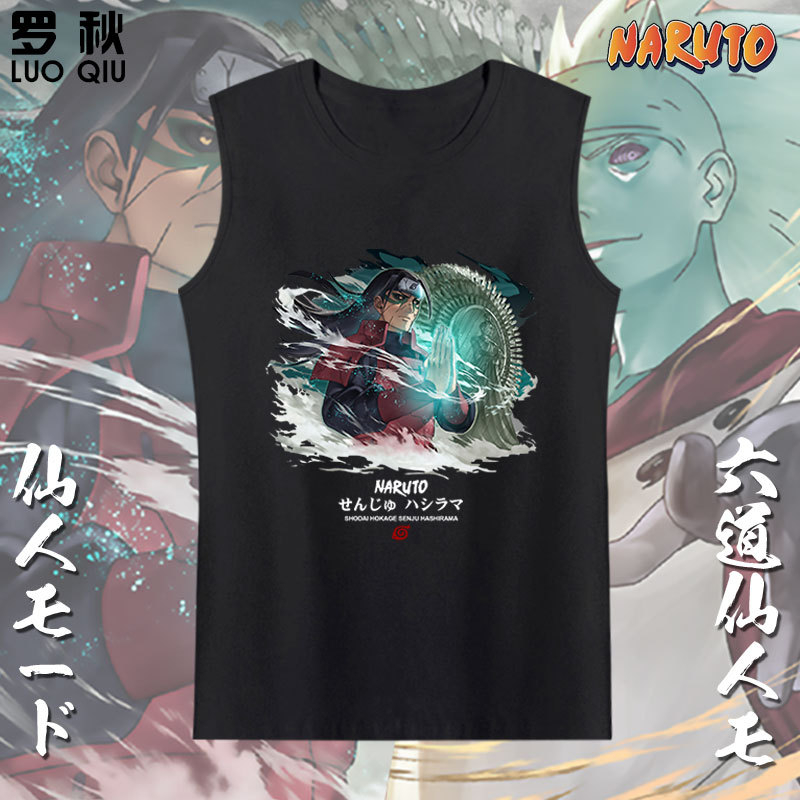 Naruto Akatsuki Collaboration Sharingan Uchiha Madara Hashirama Sleeveless Vest Men's Student Casual Summer T-Shirt