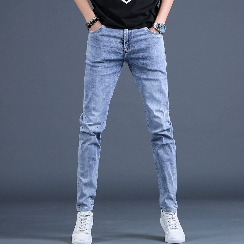 2020 phiên bản mới của Hàn Quốc quần dài denim co giãn thẳng mùa xuân và mùa hè thương hiệu thời trang chân thon - Quần jean