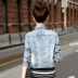 Mùa xuân và mùa thu 2021 phiên bản Hàn Quốc mới của áo khoác denim lỗ mỏng dành cho phụ nữ Áo khoác dài tay nạm kim cương áo khoác ngắn hàng đầu xu hướng - Áo khoác ngắn
