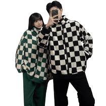 Coral Fleece Pajamas Couple Autumn and Winter Womens Thickened and Velvet Mens Flannel Zipper Warm Home Clothing Set