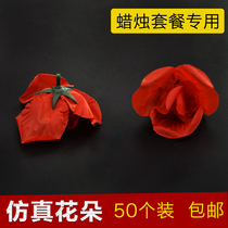 Hong Kong Su simulation petal rose flower Flower rose fabric rose candle romantic happy birthday package decorations