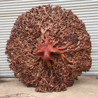 Taihang cliff cypress root carving lychee wood peacock open screen landscape flowers and birds characters old material wood carving ornaments crafts