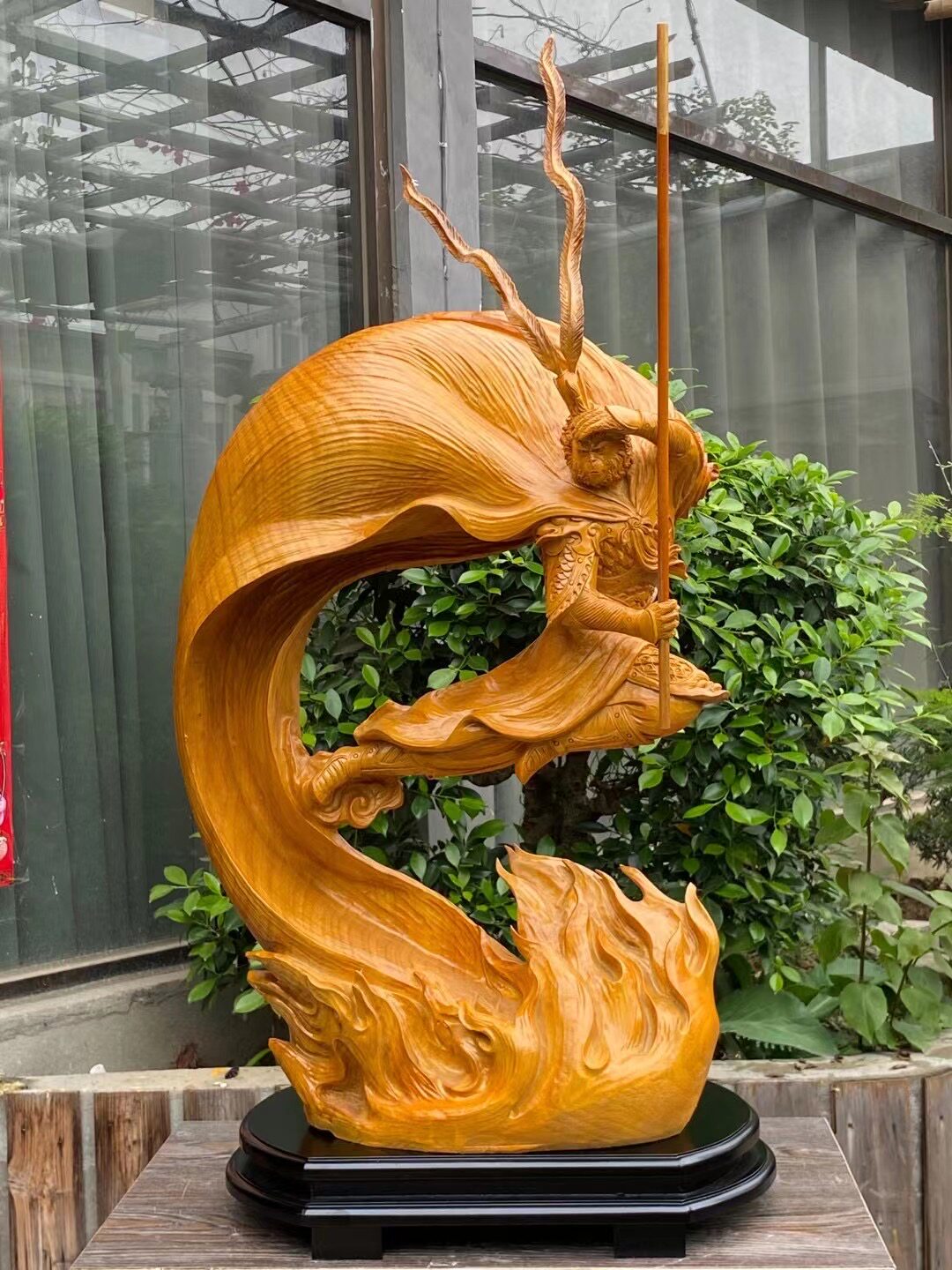 Cliff Bergen sculptures Great Holy Groot hugging Buddhist statues wood sculptures Umu Guan Gong Tai San Sun Wuki Triumph Over Buddha Statue big swing piece