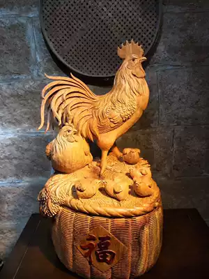 Root carving decoration Cliff cypress root carving landscape animal wood carving craft gift decoration living room entrance golden silk Nanmu beauty decoration