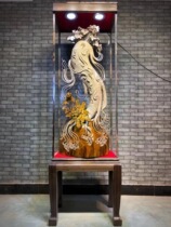 Cliff root bouldering lion unicorn Chinese Dragon Phoenix Golden Toad landscape root carving five dragon pillars large ornaments screen wood carving