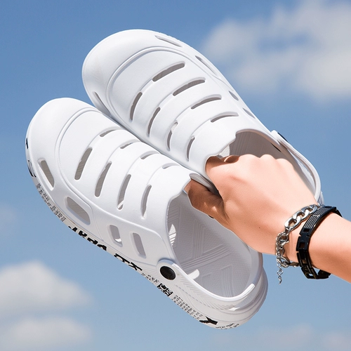 Тапочки в стиле Crocs, нескользящие мужские тапочки, пляжная обувь, босоножки, мягкая подошва, коллекция 2023 года, подходят для носки на улице, закрытый носок