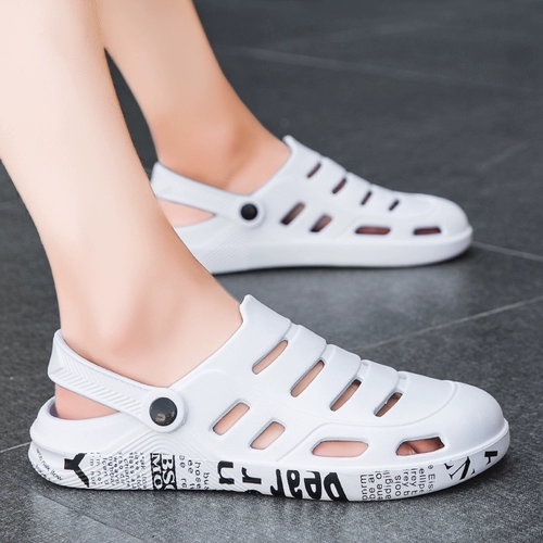 Тапочки в стиле Crocs, нескользящие мужские тапочки, пляжная обувь, босоножки, мягкая подошва, коллекция 2023 года, подходят для носки на улице, закрытый носок
