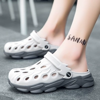 Мужские тапочки, модные нескользящие тапочки в стиле Crocs, камуфляжные мюли для отдыха, пляжная обувь, сезон 2021, закрытый носок, подходят для носки на улице