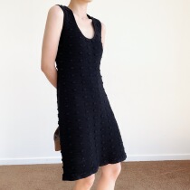 QINGLING fashionable delicate sensation of the U-collar lean stereo strand knitting vest Short dress female