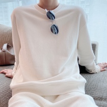 QINGLING Spring new milky white collar fashion minimalist texture commute pure cotton profile necropolis