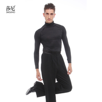 Saniladin National Label dance with adult male style tight fit performance clothes elastic light and breathable high collar blouses