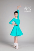 Sanyless children Latin dance competition test class rules dress practice clothes big skirt hem 90% sleeves dress dance dress