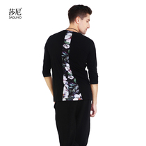 Sani Ladin Morden Dance Practice Costume with adult mens 2018 spring and summer casual printed personality 70% sleeve blouses