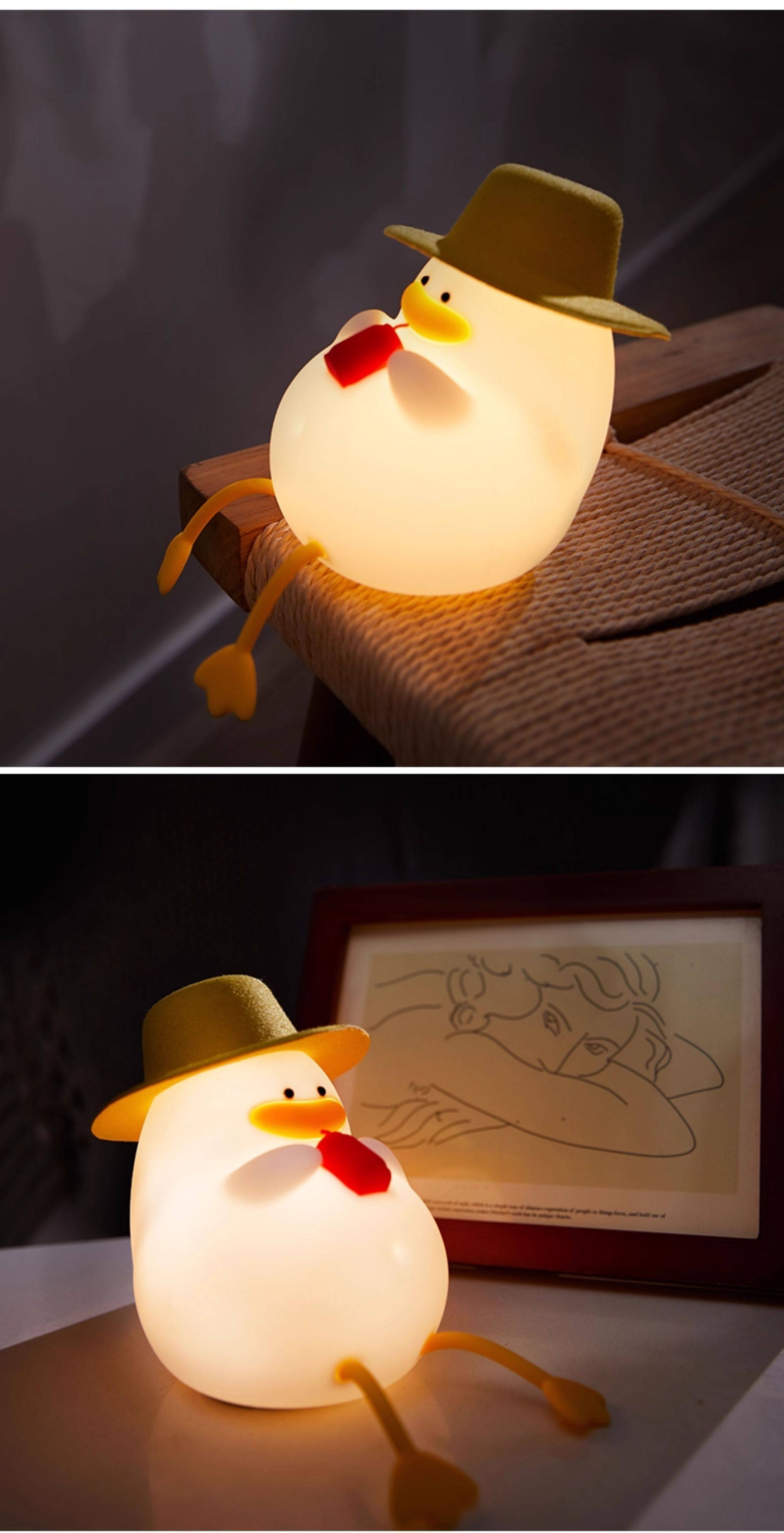 FaSoLa Life 夜灯 1个 可语音控制可调色灯光 幸福鸭带帽子 可爱鸭子造型拍拍灯