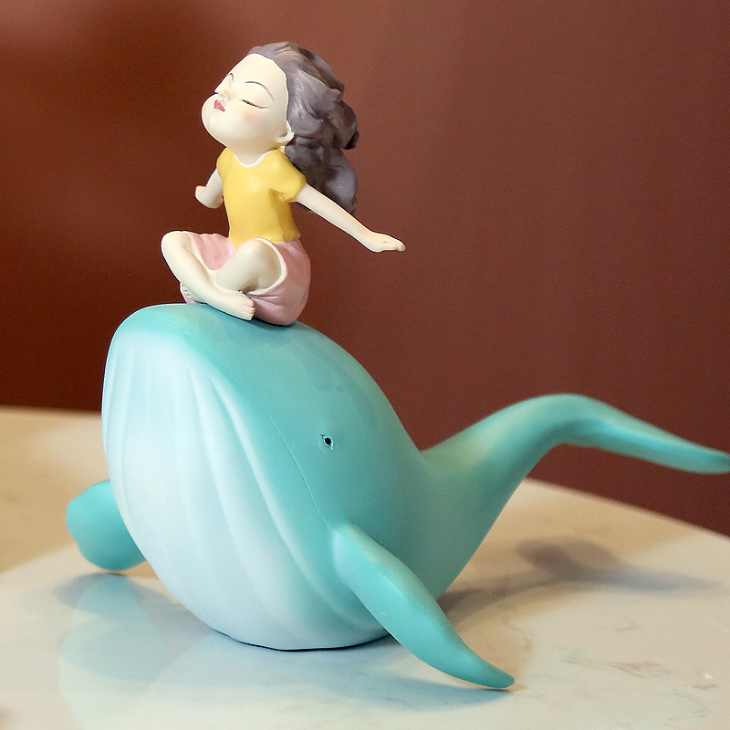Healing Whale Girl Light Luxury Home Decoration Desktop for Living Room TV Cabinet Birthday present