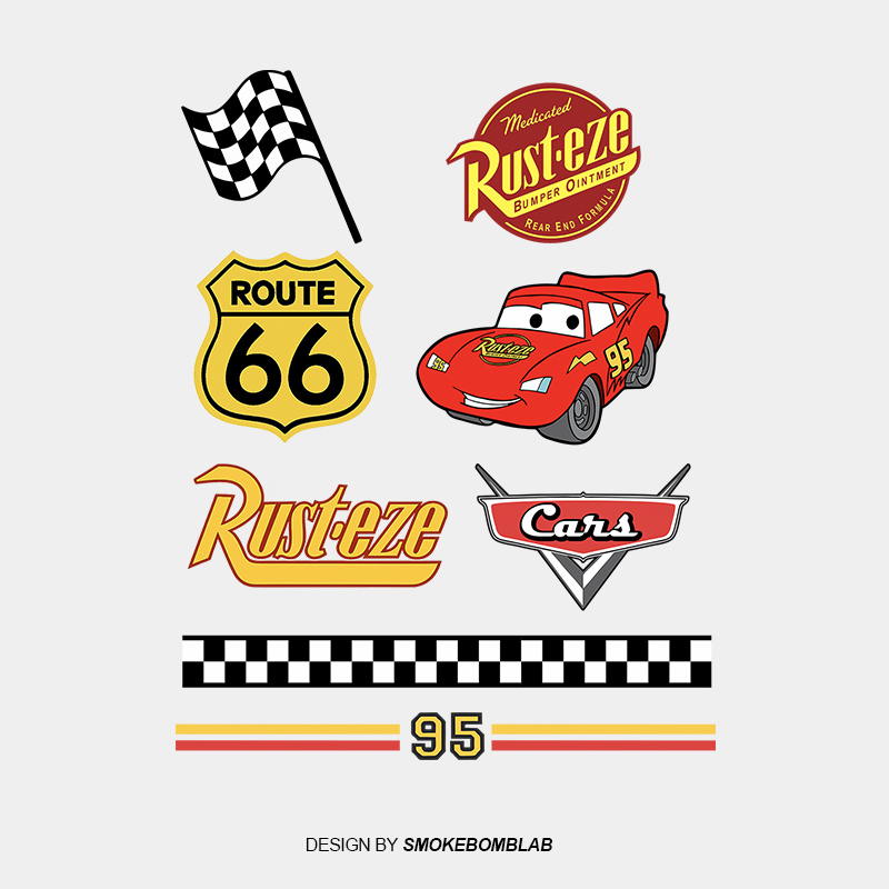 Smokebomblab Boy Racing Car Lightning Mcqueen Car Illustration Tattoo Sticker