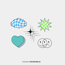 smokebomblab original design geometric funky graphic checkerboard grid waterproof tattoo stickers