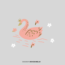 smokebomblab original design PINK SWAN LAKE pink swan lake elegant girl tattoo stickers