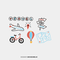 smokebomblab original design travel map airplane illustration kids cute waterproof tattoo stickers