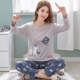 Đồ ngủ nữ mùa xuân và mùa thu cotton dài tay có thể mặc bên ngoài nhà quần áo nữ cotton hoạt hình giản dị phù hợp với mùa đông pyjama thu đông