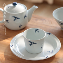 〈Aomori Shokudo〉Spot Japanese made BZJS swallow series tableware Pig mouth small bowl dinner plate teapot
